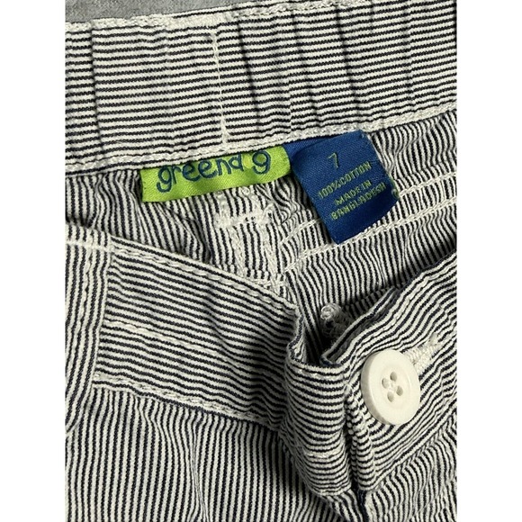 Greendog Cargo Shorts Boys 7 Blue White Pinstripe Twill Cotton Pockets Casual - Picture 7 of 9